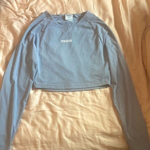 Purple gym shark long sleeve crop